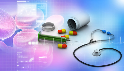 Fototapeta premium Medical equipments In abstract background.