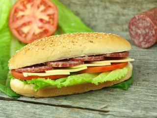Sandwich with salami