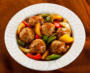 Roasted meatballs and vegetables