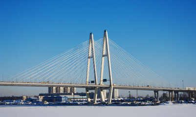 Fototapeta na wymiar Big cable-stayed bridge