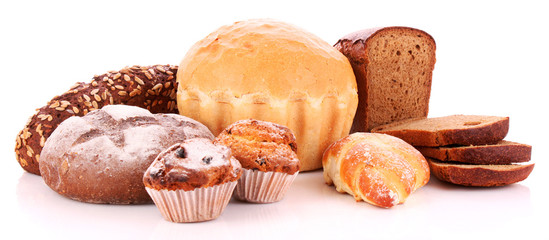 Fresh wheat bread. Isolated on white background