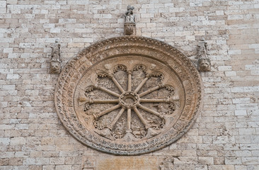 Rose window. St. Pietro Church. Putignano. Apulia.
