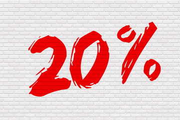 Mauer weiss "20%"