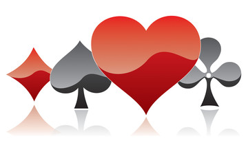 Symbole herz, karo, pik, kreuz wei&szlig;
