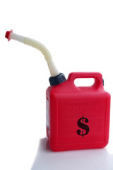 A red gas can with a dollar symbol