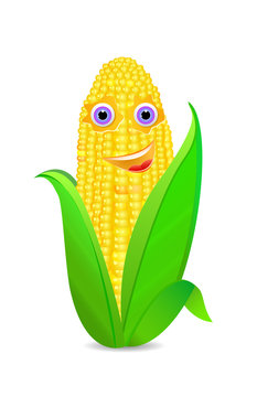 corn with eyes and smile icon