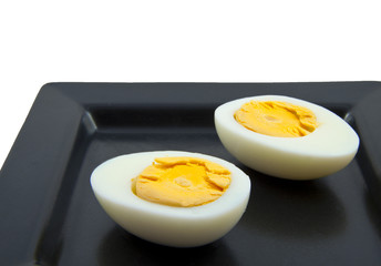Sliced eggs close up