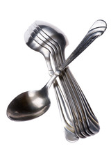 Set of spoon on white background
