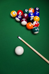 Billiard table and balls