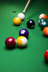 Billiard table and balls