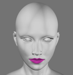 gray female alien 3d illustration