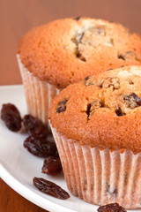 Muffins on a white plate