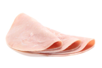 Slices of ham isolated on the white background
