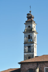 Bell-tower with stork nest in Racconigi