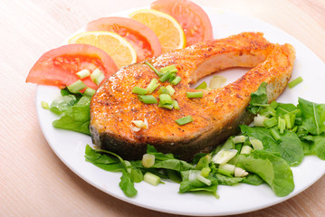 Fried salomon steak