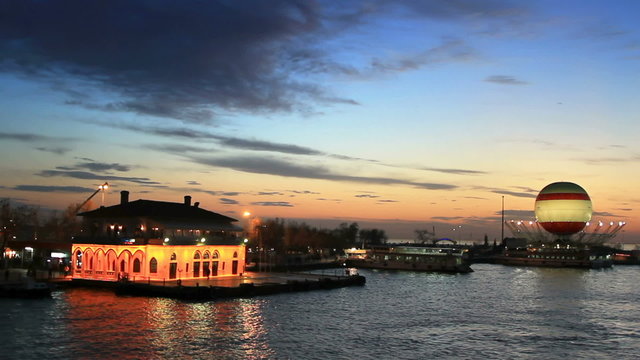 Kadikoy ferry port in sundown in Istanbul