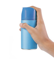 hand using spray can