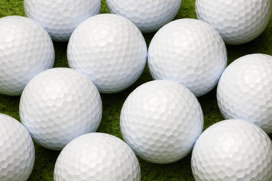 Close up of golf balls