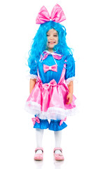 Little girl  with blue hair