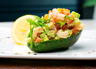 Salad from prawn and avocado