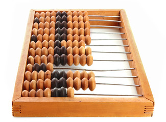wooden abacus isolated on a white background