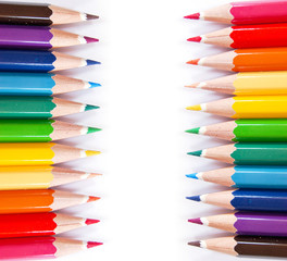 color pencils on white background