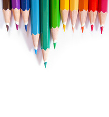 color pencils on white background