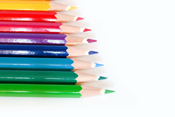 color pencils on white background