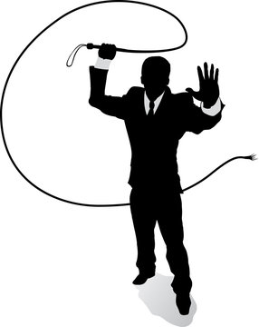 Outline Business man with whip