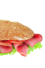 french baguette with smoked chicken salami