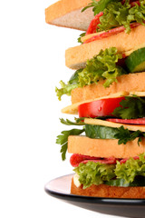 Huge sandwich on white background