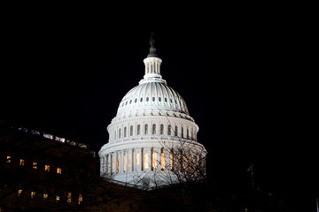 Dome US Capitol Building Washington DC USA Night