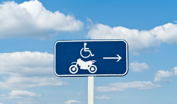 Handicapped Motorcycle Parking Sign Blue Sky