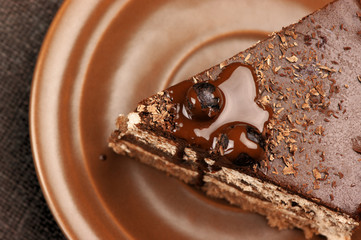 Homemade chocolate cake close-up