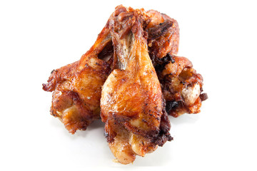 fried chicken wing on white background