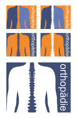 Orthopädie Logo blau weiß orange - obrazy, fototapety, plakaty