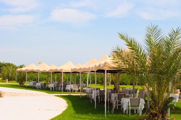 Restaurant outdoor table setting