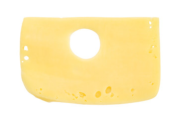 Slice of cheese isolated on white background