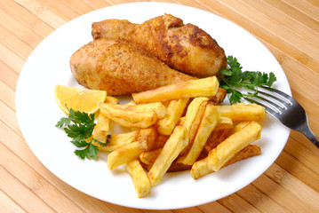 Fried chicken with potato