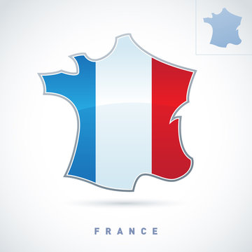 Stylized map of France. Vector. Editable.