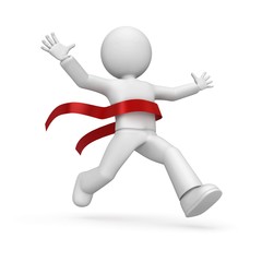 3d happy character - winner, who has crossed finish.