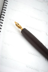 calendar with a pen