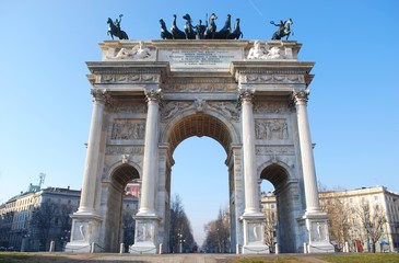 Obraz premium Historical marble arch Arco della Pace, Milan, Italy