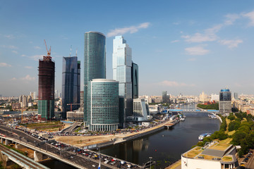 Fototapeta na wymiar panorama kompleksu wieżowców w Moskwie, Rosja