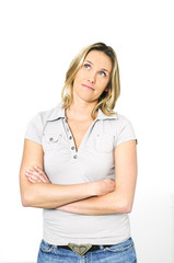 Fototapeta premium young blond woman with arms crossed