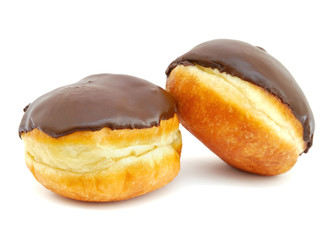 Chocolate doughnuts isolated on white background