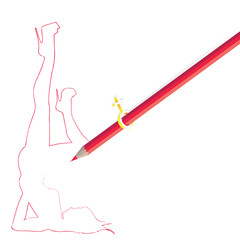 Pencil drawing woman figure