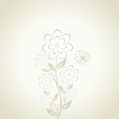 vector illustration of a flower bouquet with butterfly