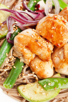 chicken with noodles and vegetables