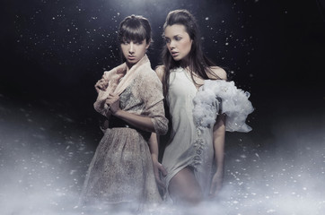 Two beautiful sensual girls posing